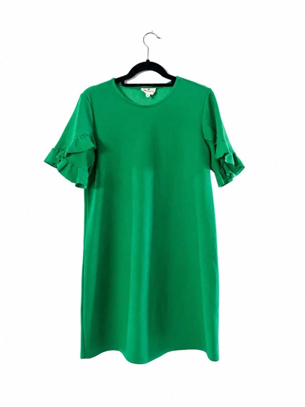 Entro Boutique Label Kelly Green Ruffle Sleeve Shift Dress DT5063 Small